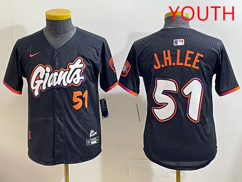 Youth San Francisco Giants #51 J.H.Lee Black Joint Name 2025 Nike MLB Jersey style 6